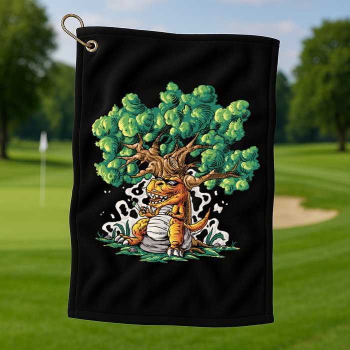 T Rex Smoking Joint Under A Tree Golf Towel
