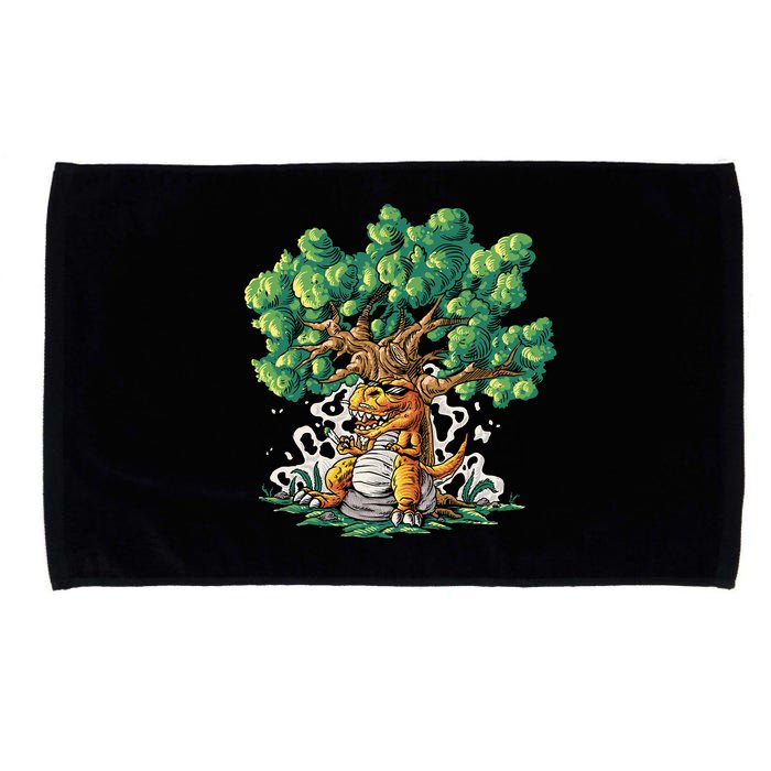 T Rex Smoking Joint Under A Tree Microfiber Hand Towel
