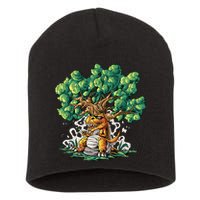 T Rex Smoking Joint Under A Tree Short Acrylic Beanie