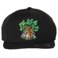 T Rex Smoking Joint Under A Tree Wool Snapback Cap