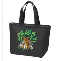 T Rex Smoking Joint Under A Tree Zip Tote Bag