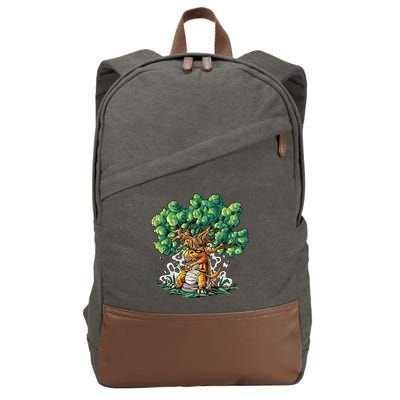 T Rex Smoking Joint Under A Tree Cotton Canvas Backpack