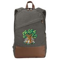 T Rex Smoking Joint Under A Tree Cotton Canvas Backpack