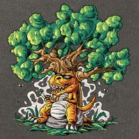 T Rex Smoking Joint Under A Tree Cotton Canvas Backpack