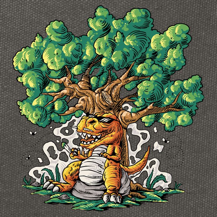 T Rex Smoking Joint Under A Tree Cotton Canvas Backpack