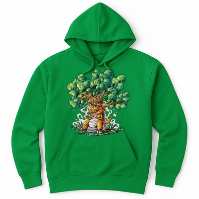 T Rex Smoking Joint Under A Tree Hoodie