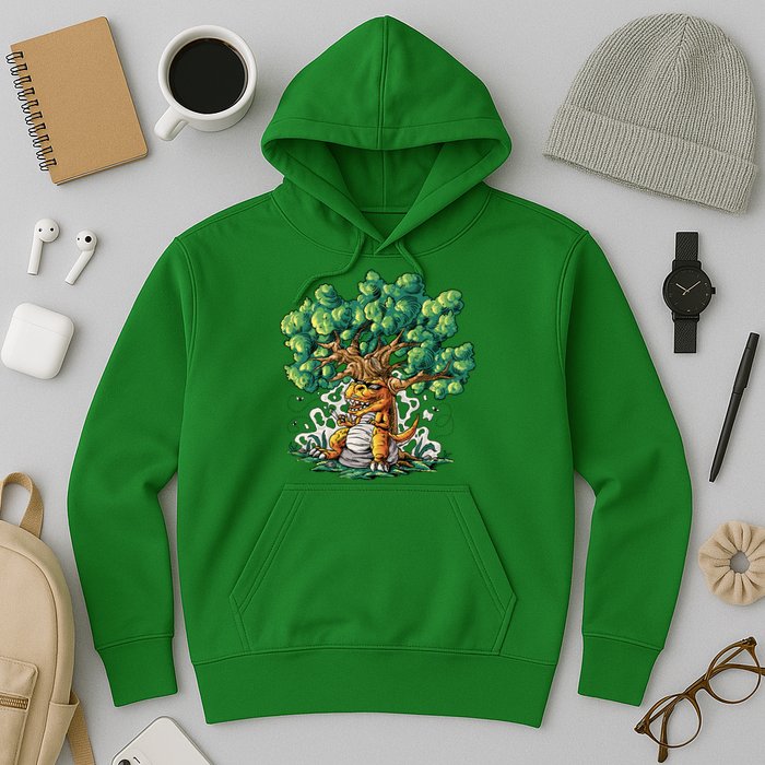 T Rex Smoking Joint Under A Tree Hoodie