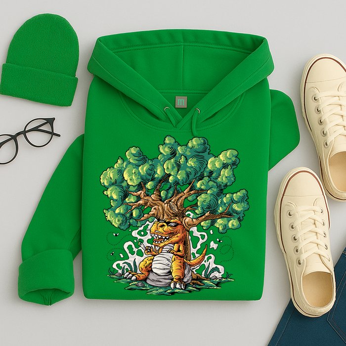 T Rex Smoking Joint Under A Tree Hoodie