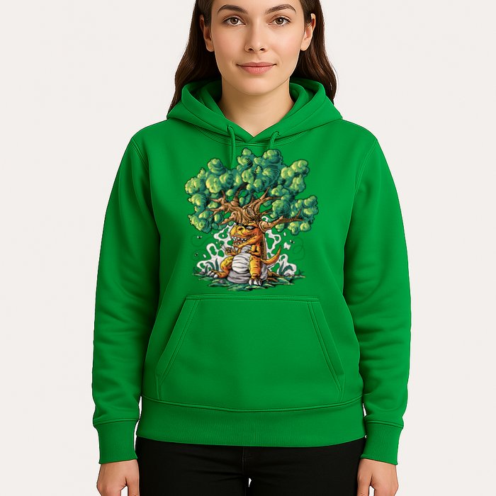 T Rex Smoking Joint Under A Tree Hoodie