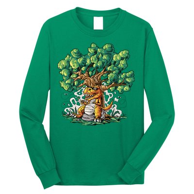 T Rex Smoking Joint Under A Tree Long Sleeve Shirt