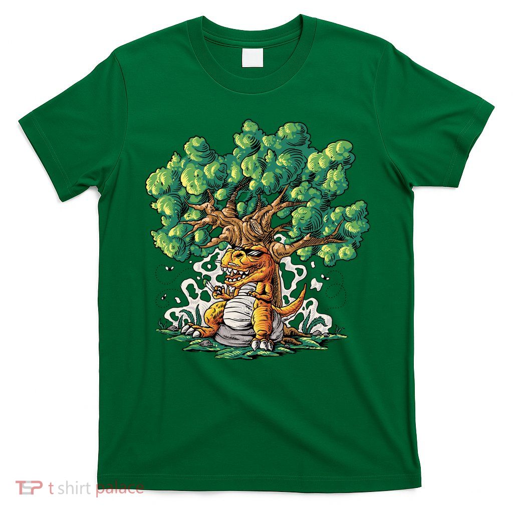 T Rex Smoking Joint Under A Tree T-Shirt