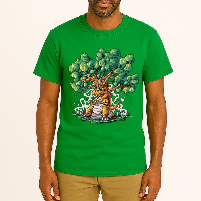 T Rex Smoking Joint Under A Tree Tall T-Shirt