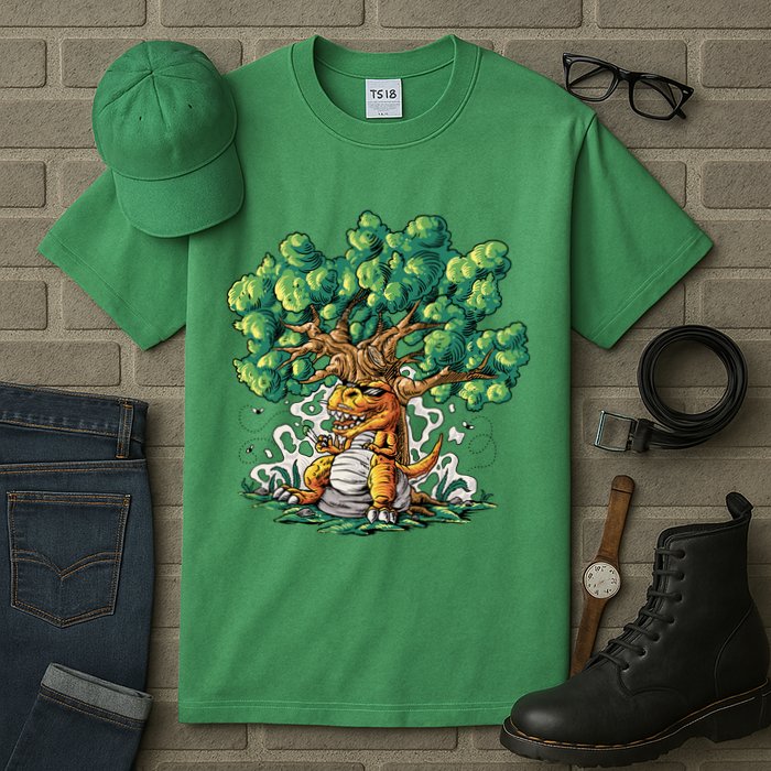 T Rex Smoking Joint Under A Tree Tall T-Shirt