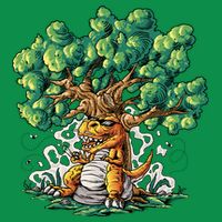 T Rex Smoking Joint Under A Tree Tall T-Shirt