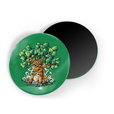 T Rex Smoking Joint Under A Tree Magnet