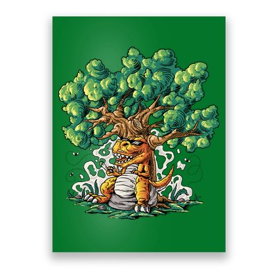 T Rex Smoking Joint Under A Tree Poster