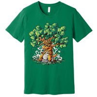 T Rex Smoking Joint Under A Tree Premium T-Shirt