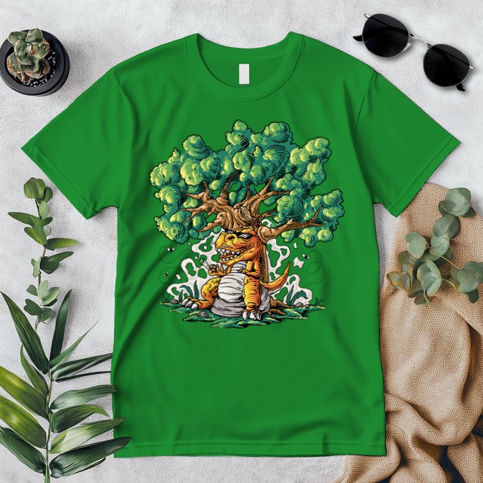 T Rex Smoking Joint Under A Tree Premium T-Shirt
