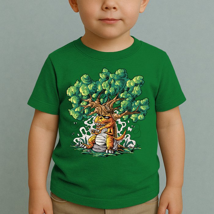 T Rex Smoking Joint Under A Tree Toddler T-Shirt