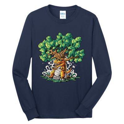 T Rex Smoking Joint Under A Tree Tall Long Sleeve T-Shirt