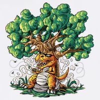 T Rex Smoking Joint Under A Tree Garment-Dyed Sweatshirt
