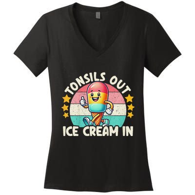 Tonsil Removal & Tonsillectomy Recovery Tonsils Out Women's V-Neck T-Shirt