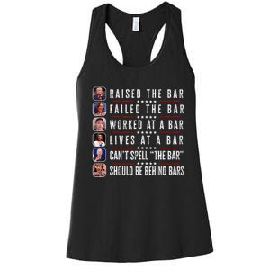 Trump Raised The Bar Harris Failed Funny Trump Politicians Women's Racerback Tank