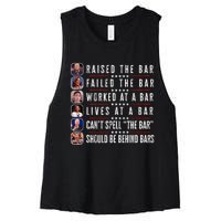 Trump Raised The Bar Harris Failed Funny Trump Politicians Women's Racerback Cropped Tank