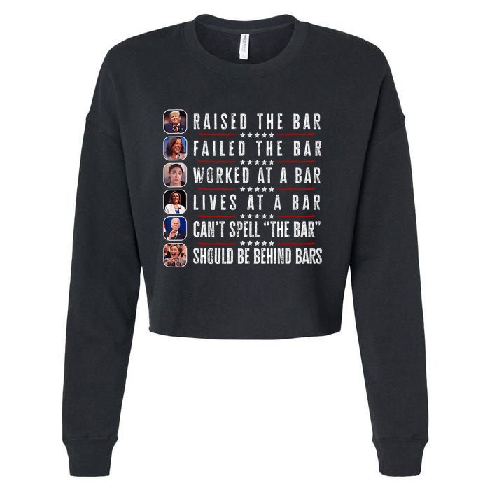 Trump Raised The Bar Harris Failed Funny Trump Politicians Cropped Pullover Crew