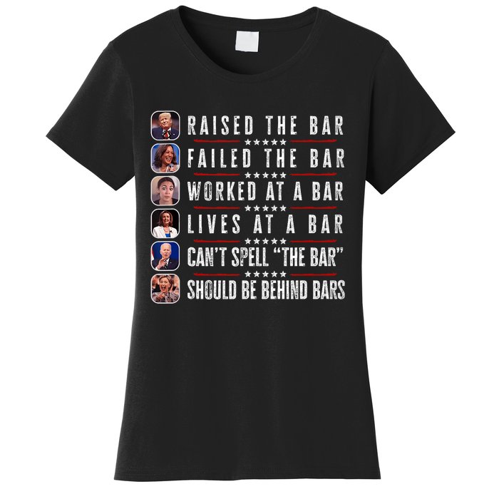 Trump Raised The Bar Harris Failed Funny Trump Politicians Women's T-Shirt