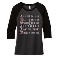 Trump Raised The Bar Harris Failed Funny Trump Politicians Women's Tri-Blend 3/4-Sleeve Raglan Shirt