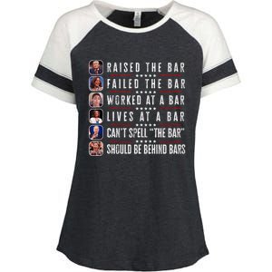 Trump Raised The Bar Harris Failed Funny Trump Politicians Enza Ladies Jersey Colorblock Tee