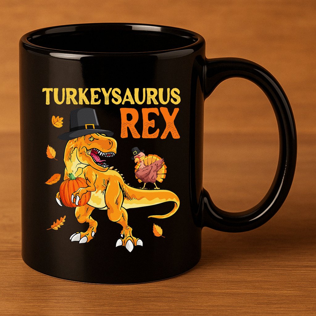 Turkeysaurus Rex Turkey Dab Dinothanksgiving 11oz C Handle Ceramic Mug