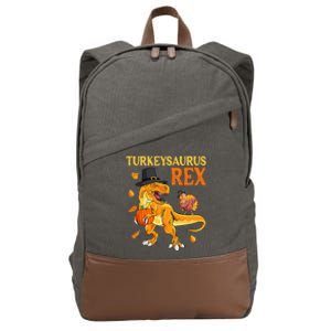 Turkeysaurus Rex Turkey Dab Dinothanksgiving Cotton Canvas Backpack