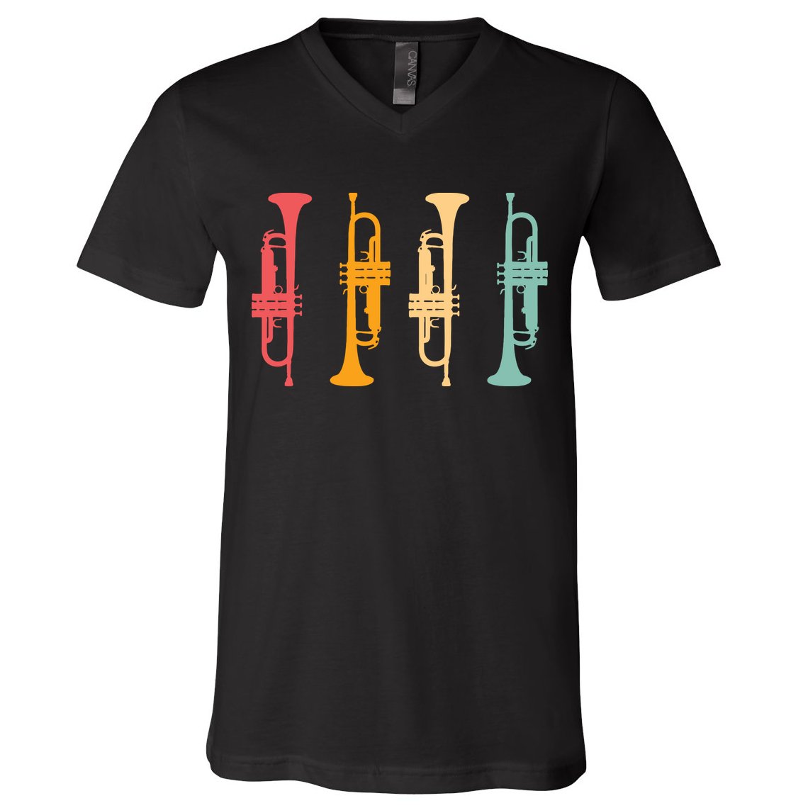 Trumpeter Retro Trumpet Silhouette For Trumpet Player V-Neck T-Shirt