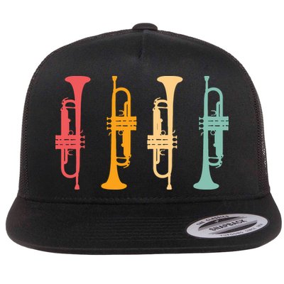 Trumpeter Retro Trumpet Silhouette For Trumpet Player Flatbill Hat