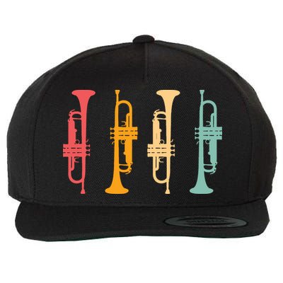 Trumpeter Retro Trumpet Silhouette For Trumpet Player Wool Snapback Cap
