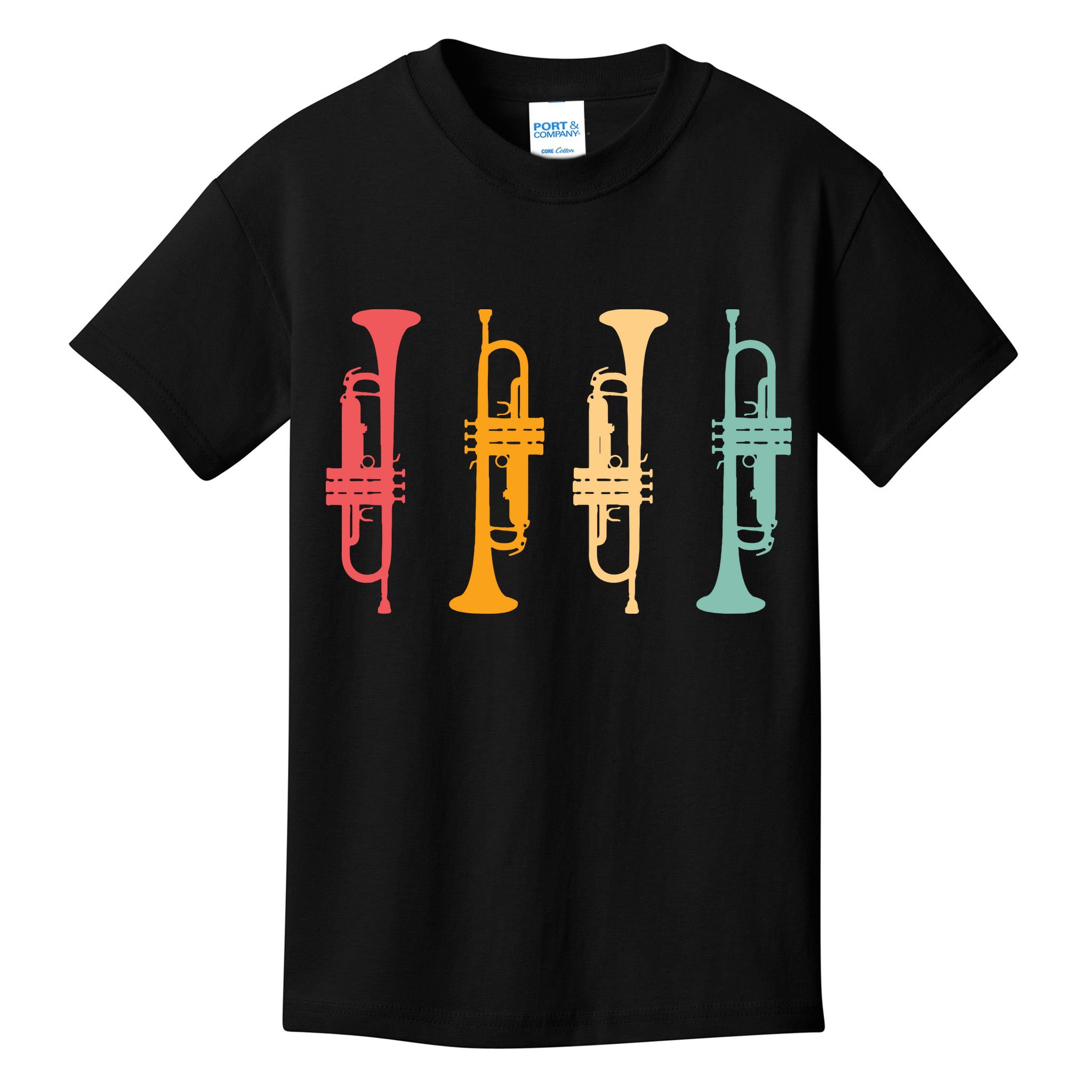 Trumpeter Retro Trumpet Silhouette For Trumpet Player Kids T-Shirt