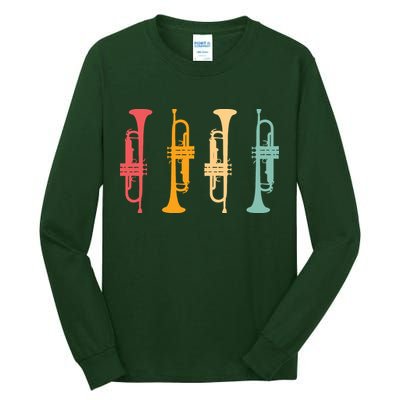 Trumpeter Retro Trumpet Silhouette For Trumpet Player Tall Long Sleeve T-Shirt