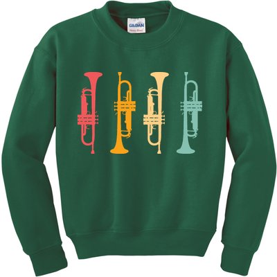Trumpeter Retro Trumpet Silhouette For Trumpet Player Kids Sweatshirt