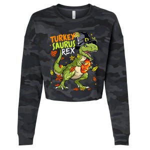 Turkeysaurus Rex Turkey Dino Thanksgiving Cropped Pullover Crew