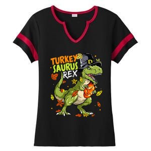 Turkeysaurus Rex Turkey Dino Thanksgiving Ladies Halftime Notch Neck Tee