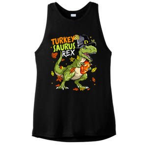 Turkeysaurus Rex Turkey Dino Thanksgiving Ladies PosiCharge Tri-Blend Wicking Tank