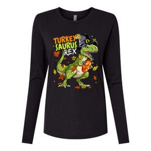 Turkeysaurus Rex Turkey Dino Thanksgiving Womens Cotton Relaxed Long Sleeve T-Shirt