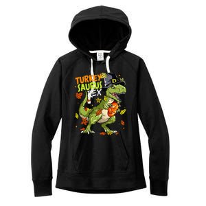 Turkeysaurus Rex Turkey Dino Thanksgiving Women's Fleece Hoodie