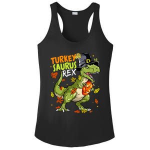 Turkeysaurus Rex Turkey Dino Thanksgiving Ladies PosiCharge Competitor Racerback Tank