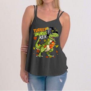 Turkeysaurus Rex Turkey Dino Thanksgiving Women's Strappy Tank