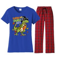 Turkeysaurus Rex Turkey Dino Thanksgiving Women's Flannel Pajama Set