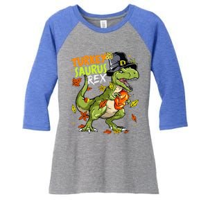 Turkeysaurus Rex Turkey Dino Thanksgiving Women's Tri-Blend 3/4-Sleeve Raglan Shirt