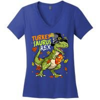 Turkeysaurus Rex Turkey Dino Thanksgiving Women's V-Neck T-Shirt